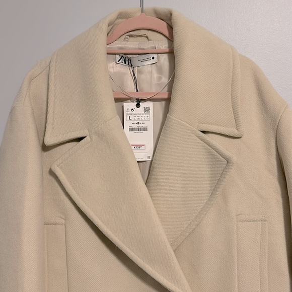 NWT ZARA Oversized Vanilla/Cream Coat with Pockets Size L, M, S - Picture 10 of 14